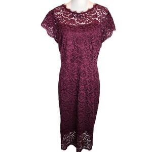 Miusol Magenta Burgundy Floral Lace Midi Dress Plus Size 4XL NWT Bodycon Wedding